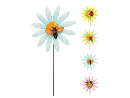 zápich KVĚTINA S HMYZEM v.68cm mix 4 druhy