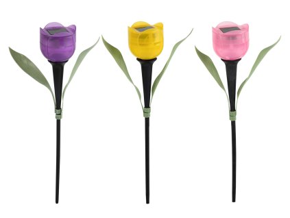 lampa solární pr. 4,8cm, v.30,5cm, 1LED, TULIPÁN, PH mix barev