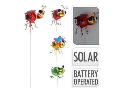 zápich HMYZ v.60cm LED, solární, kov/PH, mix 3 druhů
