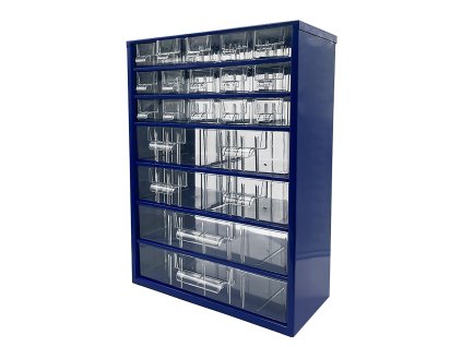 skříňka 3 velikosti 15 mal.,4 stř.,2 vel.zásuvky 30,5x46x15,5cm kov.MO