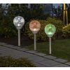 lampa solární KOULE 12cm, v.42,5cm, 2LED, nerez/sklo/PH čirá
