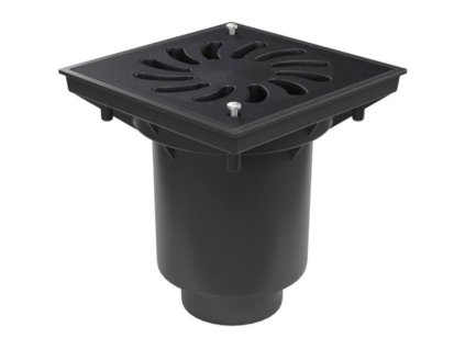 30765 1 149775 vpust kanalizacni spodni d 160 mm sucha klapka litinova mrizka se zamkem cerna enpro 0z