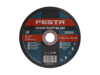 302954 kotouc rezny festa na kov 150x1 6x22 2mm