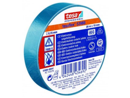24711 138327 paska elektroizolacni pvc 53947 iec 20 m x 19 mm modra tesa 0z