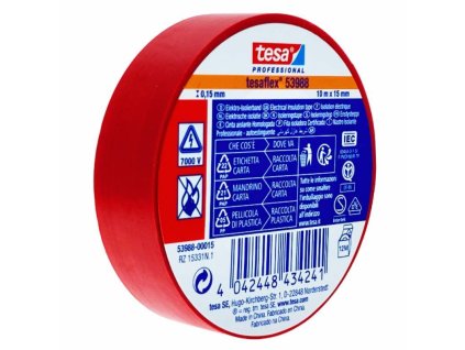 24699 138322 paska elektroizolacni pvc 53988 iec 10 m x 15 mm cervena tesa 0z
