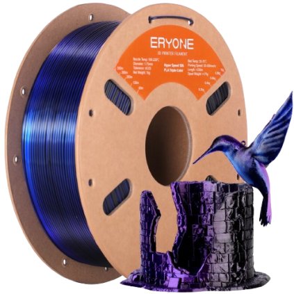 RYONE / Pla Silk / Triple - Color / Černá - Modrá - Fialová / 1.75mm / 1kg – Filament pro 3D tisk