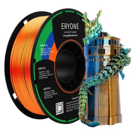 ERYONE / Pla Silk / Triple - Color / Oranžová - Modrá - Zelená / 1.75mm / 1kg – Filament pro 3D tisk