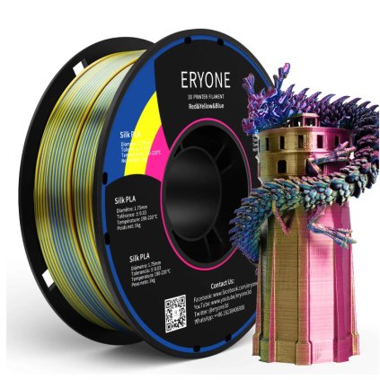 FILAMENT ERYONE / PLA SILK / TRIPLE - COLOR / ČERVENÁ - ŽLUTÁ - MODRÁ / 1,75 MM / 1 KG