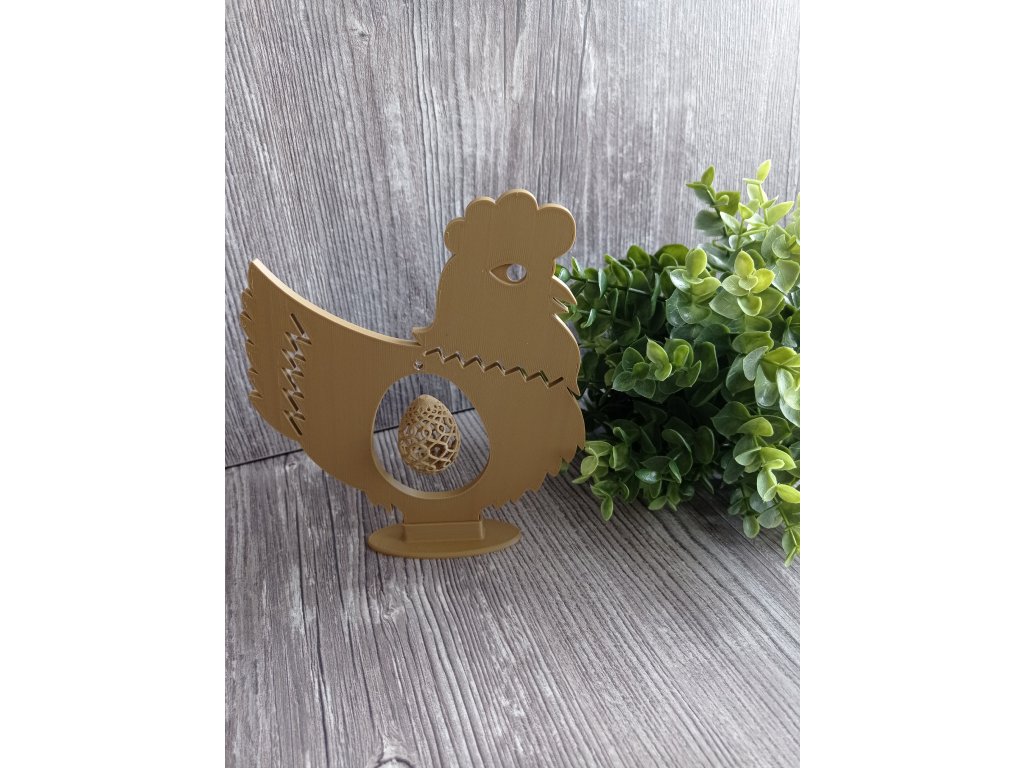 Dekorace | Hnědá slepička s 3D vajíčkem