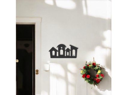 Kovový věšák - Domečky