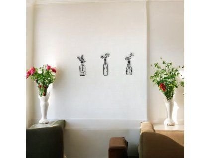 Kovový obraz: Květiny ve skle