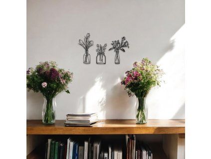 Kovový obraz: Květiny ve skle II