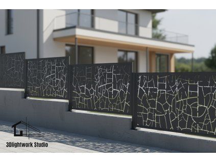 Kovová plotová výplň vzor Abstrakt 7 ( barva: černá, polomat)