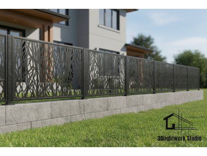 Kovová plotová výplň vzor Větvičky 2 (barva Komaxit:černá, polomat)