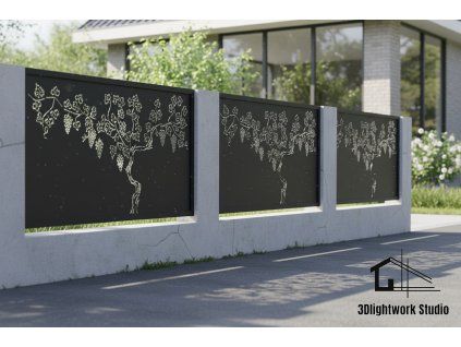 Kovová plotová výplň vzor Víno (barva Komaxit:černá, polomat)