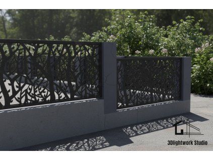 Kovová plotová výplň vzor Keř (barva Komaxit: černá, polomat)