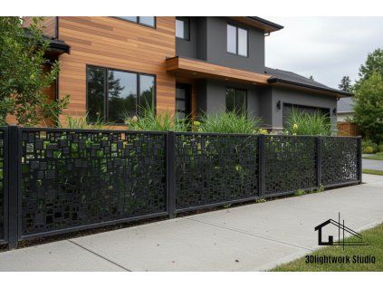 Kovová plotová výplň vzor Čtverce 2 ( barva: černá, polomat)