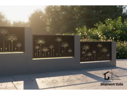 Kovová plotová výplň vzor Pampeliška 2 (barva Komaxit černá, matná)