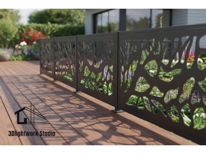 Kovová plotová výplň vzor Větve (barva Komaxit černá, matná)