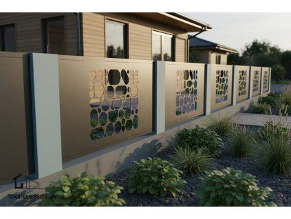 Kovová plotová výplň vzor Kruhy ( barva: Abtracit RAL7016, polomat)