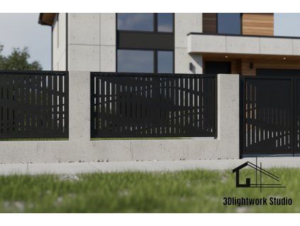 Kovová plotová výplň vzor Tráva 3 ( barva Komaxit: černá, polomat)