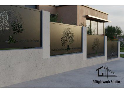 Kovová plotová výplň vzor Strom života ( Komaxit: černá, polomat)