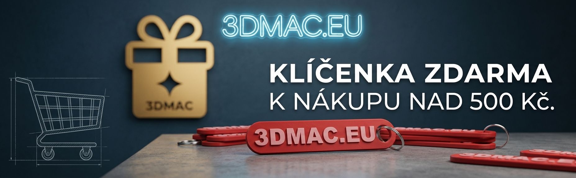 3D tištěná klíčenka zdarma k nákupu nad 500 Kč od 3DMAC.eu