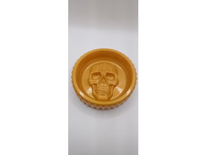 zlata popelnik s lebkou 3D dizajn