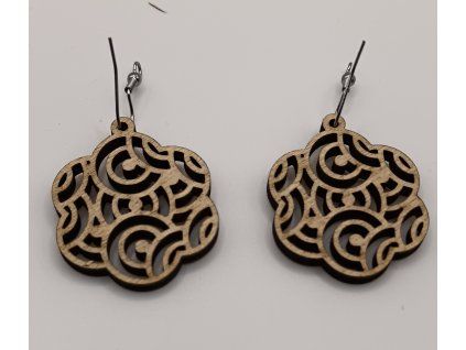 náušnice Geometric Drop – březové dřevo