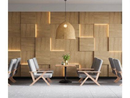 3D light obkladový panel s LED osvětlením interiér Světlý dub