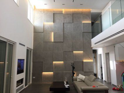 3D LED panel Quadro světlý beton obývák hala