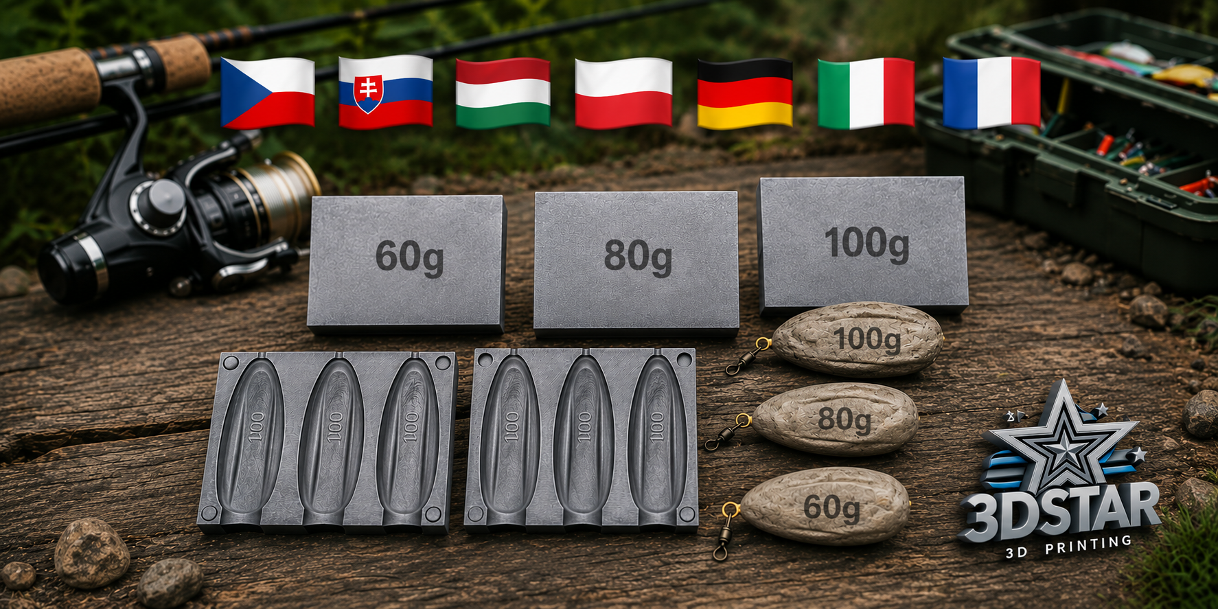 Formy na betonové, železobetonové a IN-LINE rybářské zátěže