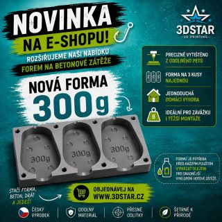 NOVINKA NA E-SHOPU! 🎣 Rozšiřujeme naši nabídku forem na betonové zátěže o novou variantu 300 g! 💪 ✅ Precizně vytištěno z...