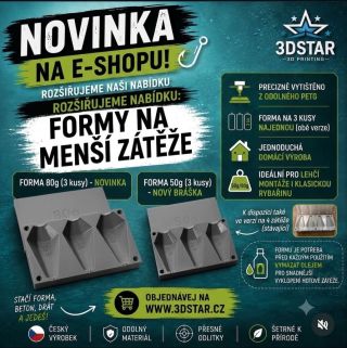 NOVINKA V NABÍDCE 3D STAR! Rozšiřujeme naši nabídku o formy na menší rybářské zátěže! 💥 Nově u nás najdete: ✅ 50 g –...