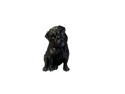 Low-Poly Mops Shadow – moderní 3D soška psa