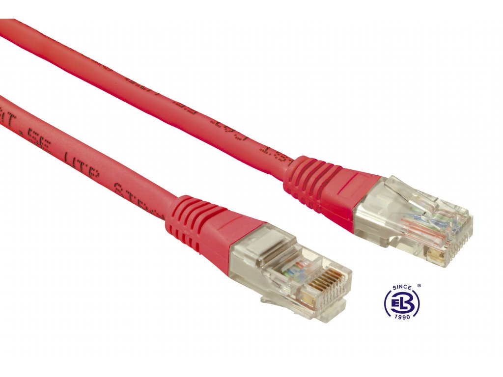 Patch kabel CAT5E UTP PVC 2m červený, non-snag proof, SOLARIX