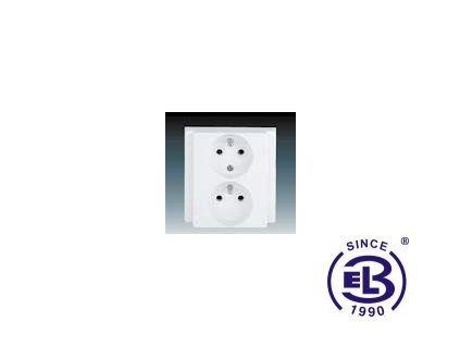 Zásuvka dvojnásobná polozapuštěná s ochrannými kolíky Classic, jasně bílá, řazení 2x(2P+PE), 5512-2249B1 ABB