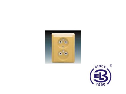Zásuvka dvojnásobná s ochrannými kolíky Classic, béžová, řazení 2x(2P+PE), 5512C-2349D2 ABB