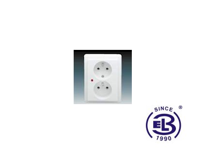 Zásuvka dvojnásobná s ochrannými kolíky, s ochranou před přepětím Classic, jasně bílá, řazení 2x(2P+PE), 5592C-2349B1 ABB