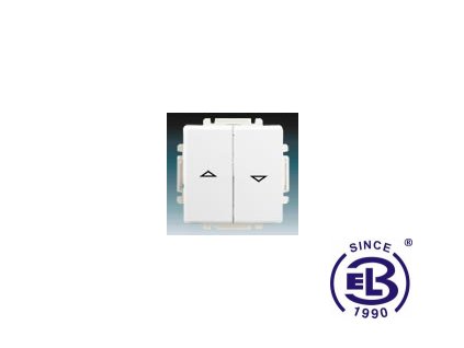 Ovládač žaluziový jednopólový s krytem Swing/Swing L, jasně bílý, řazení 1/0+1/0 s blokováním, 3557G-A88340B1 ABB