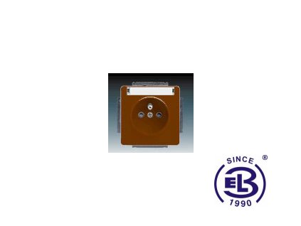 Zásuvka jednonásobná s ochranným kolíkem, s clonkami, s popisovým polem Swing/Swing L, hnědá, řazení 2P+PE, 5518G-A02352H1 ABB