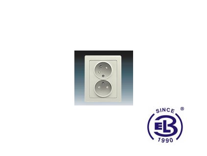 Zásuvka dvojnásobná s ochrannými kolíky, s clonkami, s natočenou dutinkou Swing/Swing L, krémová, řazení 2x(2P+PE), 5513J-C02357C1 ABB