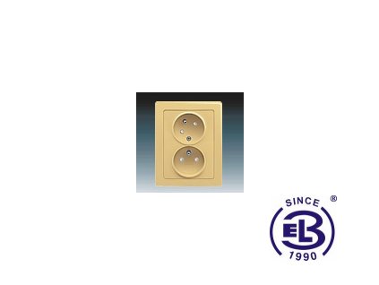 Zásuvka dvojnásobná s ochrannými kolíky, s clonkami, s natočenou dutinkou Swing/Swing L, béžová, řazení 2x(2P+PE), 5513J-C02357D1 ABB