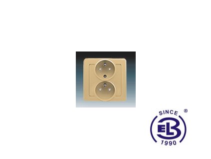 Zásuvka dvojnásobná polozapuštěná s ochrannými kolíky, s clonkami Swing/Swing L, béžová, řazení 2x(2P+PE), 5512J-C02259D1 ABB