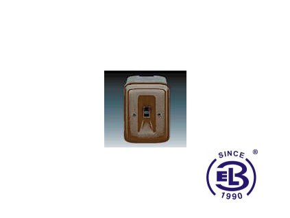 Spínač páčkový trojpólový s instalační krabicí a upevňovací sponou  Tango, hnědá, řazení 3, 3425A-0344H ABB