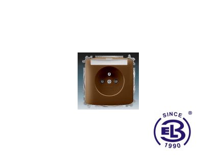 Zásuvka jednonásobná s ochranným kolíkem, s clonkami, s popisovým polem Tango, hnědá, řazení 2P+PE, 5519A-A02352H ABB