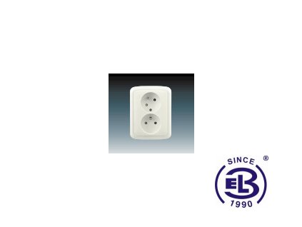 Zásuvka dvojnásobná s ochrannými kolíky, s clonkami, s natočenou dutinou Tango, slonová kost, řazení 2x(2P+PE), 5513A-C02357C ABB