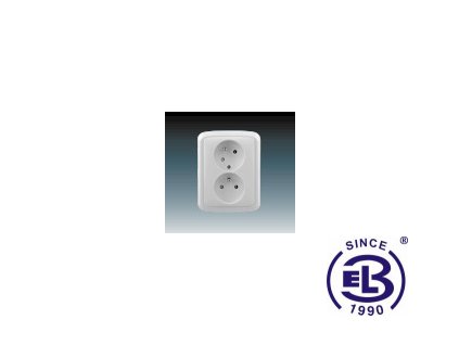 Zásuvka dvojnásobná s ochrannými kolíky, s clonkami, s natočenou dutinou Tango, šedá, řazení 2x(2P+PE), 5513A-C02357S ABB