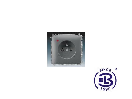 Zásuvka jednonásobná s ochranným kolíkem, s clonkami, s ochranou před přepětím Tango, kouřová šedá, řazení 2P+PE, 5599A-A02357S2 ABB