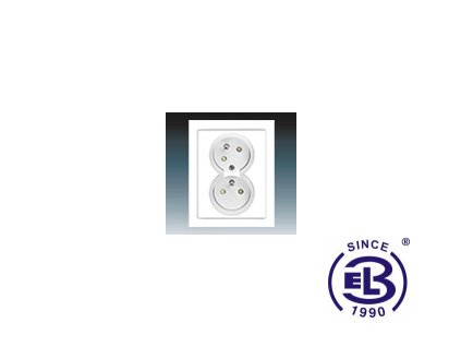 Zásuvka dvojnásobná s ochrannými kolíky, s clonkami, s natočenou dutinou Neo, bílá/bílá, řazení 2x(2P+PE), 5513M-C0235703 ABB